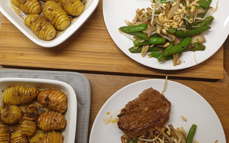 Rosbief steak met Hasselback aardappeltjes