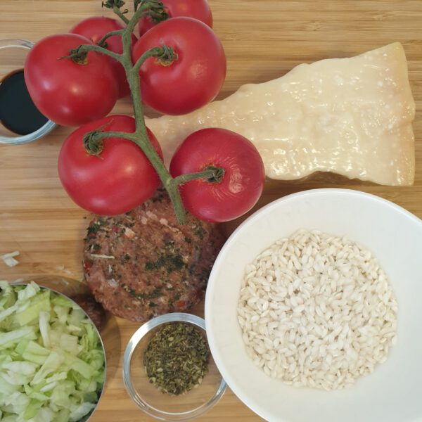 Tomatenrisotto met Italiaanse burger