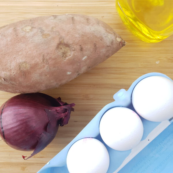 Zoete aardappel tortilla