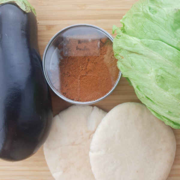 Pita aubergine gyros
