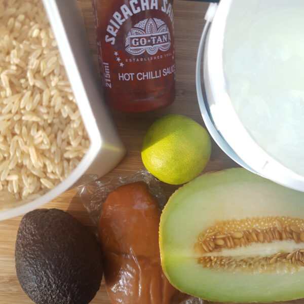 Rijstsalade met meloen